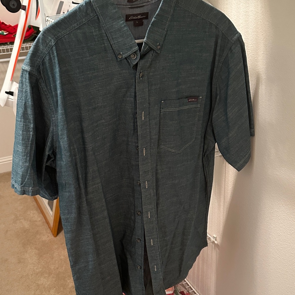 Eddie Bauer Dark Green Casual Button-Down Shirt